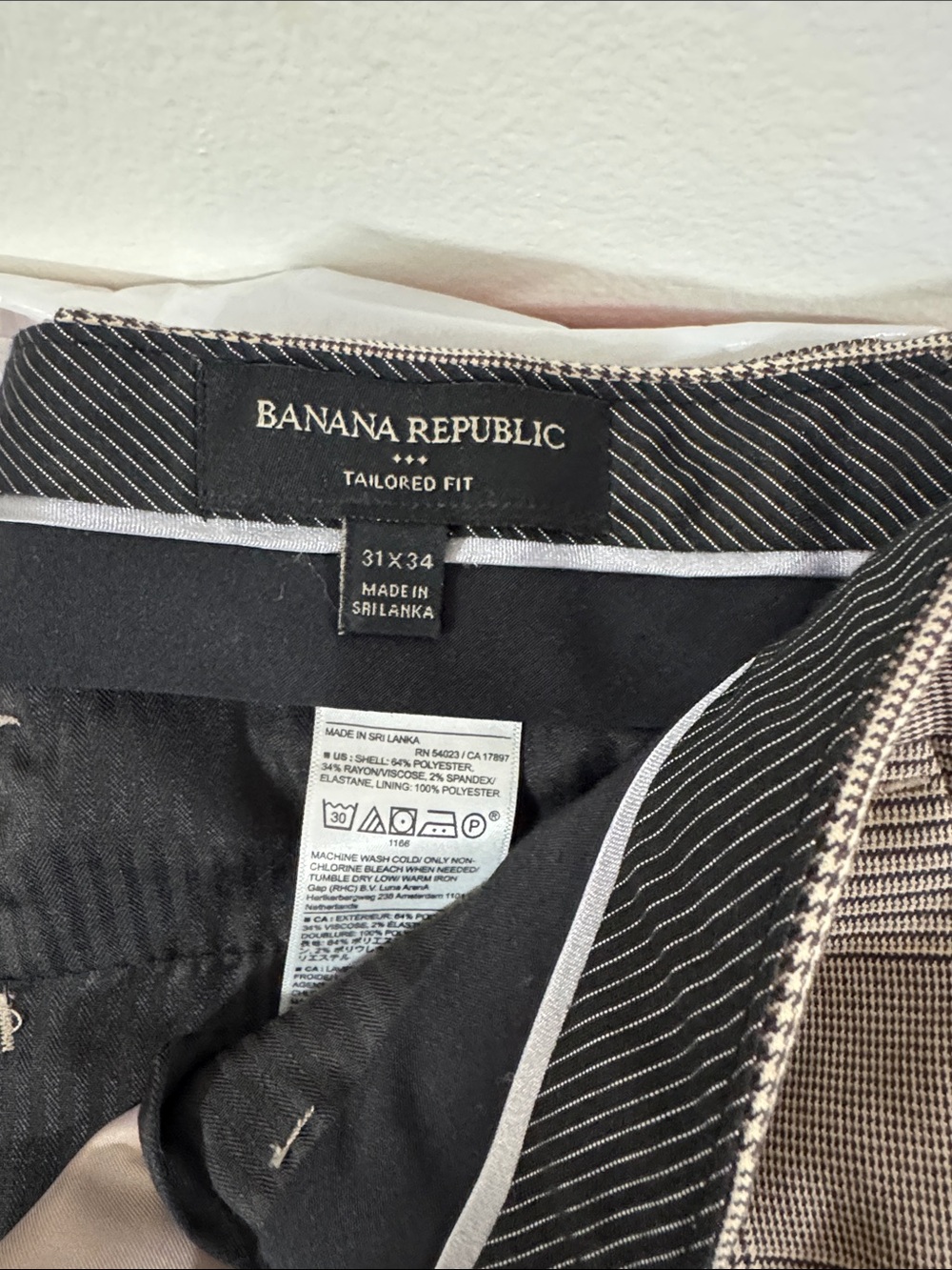 Banana Republic Black & Tan Plaid Tailored Pants